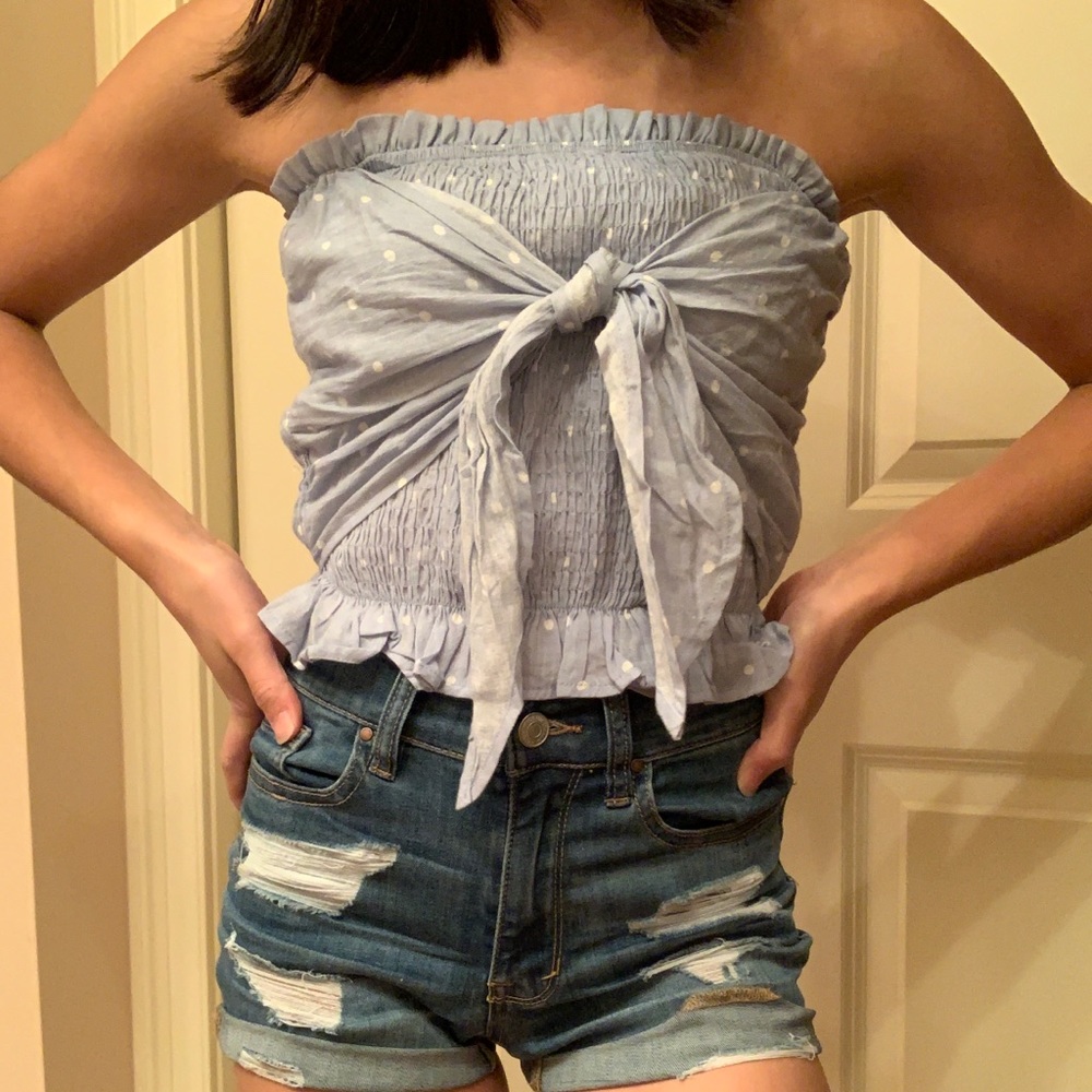 Light Blue Tie Tube Top